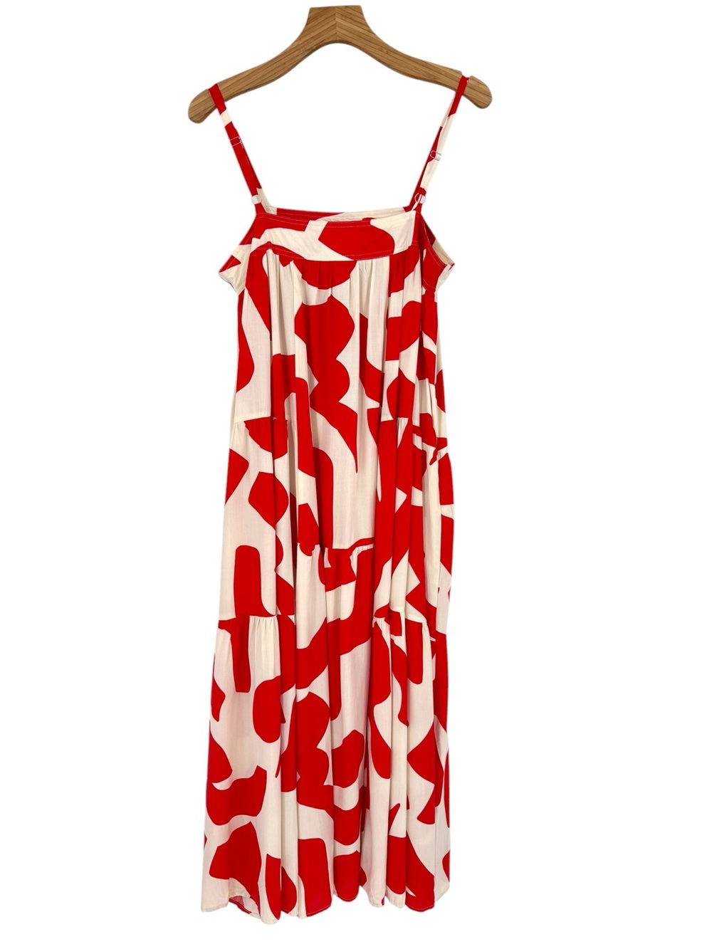 Anthropologie x Abel The Label Smock Dress Abstract Flowy Trapeze Summer Maxi L - Picture 3 of 16